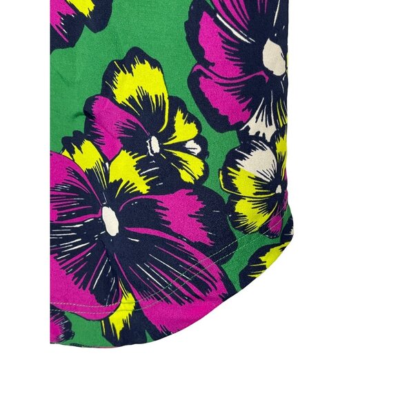 J Crew Top Womens Sz 00 XXS Shirt Tank Blouse Boho Floral Tropical Green Casual - Picture 6 of 12
